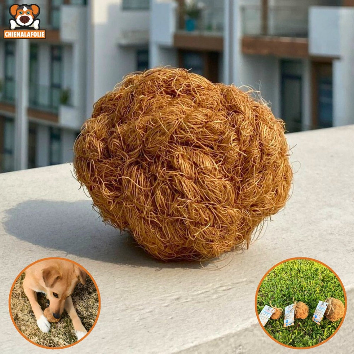 Balle de coco à mâcher pour chien - coco chew ball - S - Balles naturelles - Chienalafolie