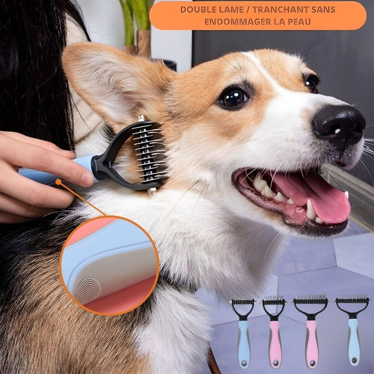 Brosse Anti Poils Pour Chiens Hairyclean - CJJJCWGY00462-Blue-7x17.5cm - Peignes et brosses - Chienalafolie