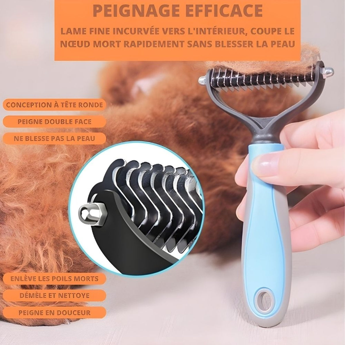 Brosse Anti Poils Pour Chiens Hairyclean - CJJJCWGY00462-Blue-7x17.5cm - Peignes et brosses - Chienalafolie
