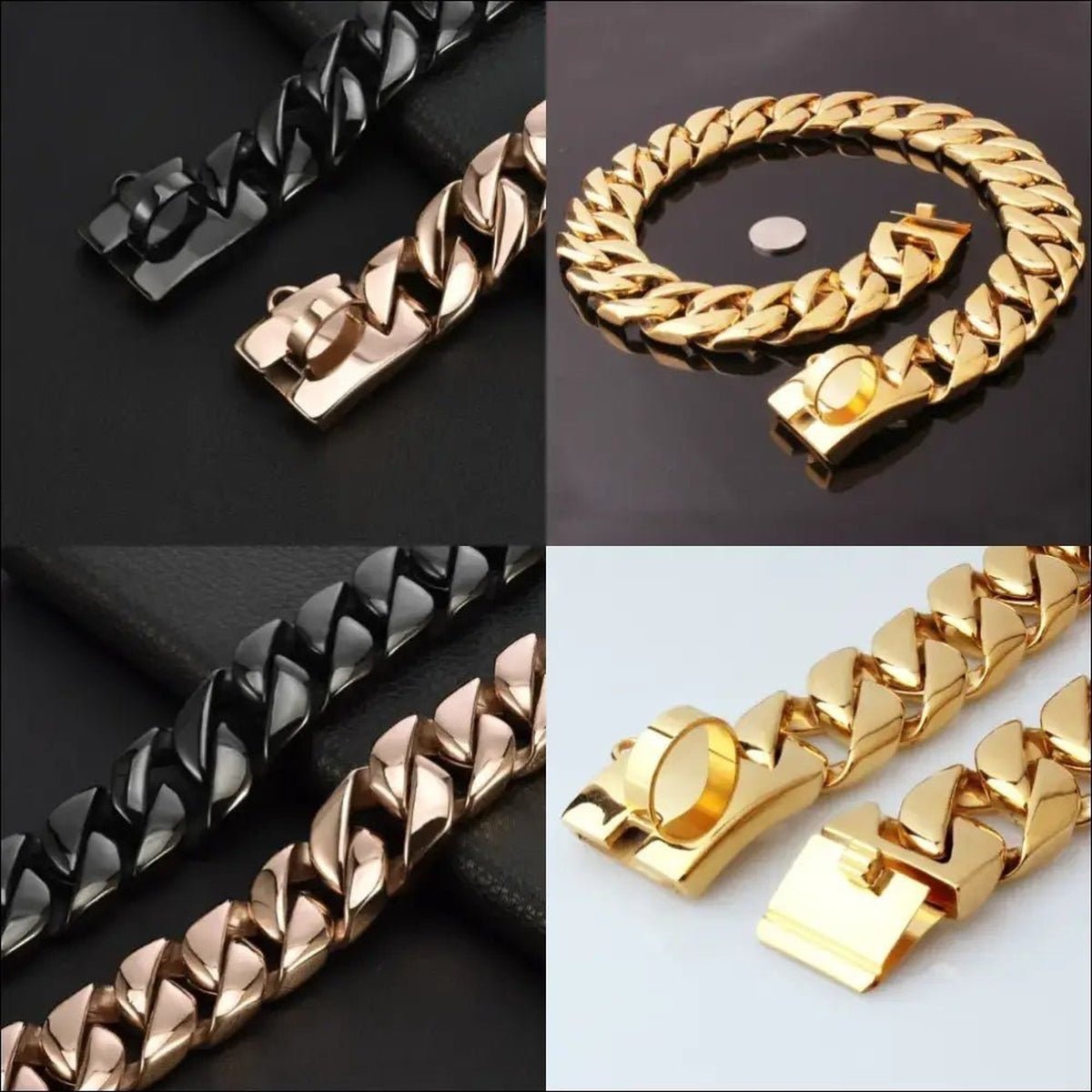Colliers Robustes En Chaîne Pour Chien - 14:29#Gold;5:361386#14inch(35cm) - Colliers - Chienalafolie