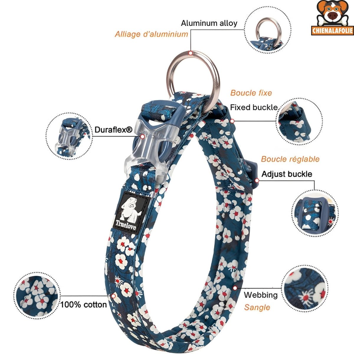 Ensemble Harnais, Laisse et Collier Floral Assortis - CJGX105020901AZ - Harnais - Chienalafolie