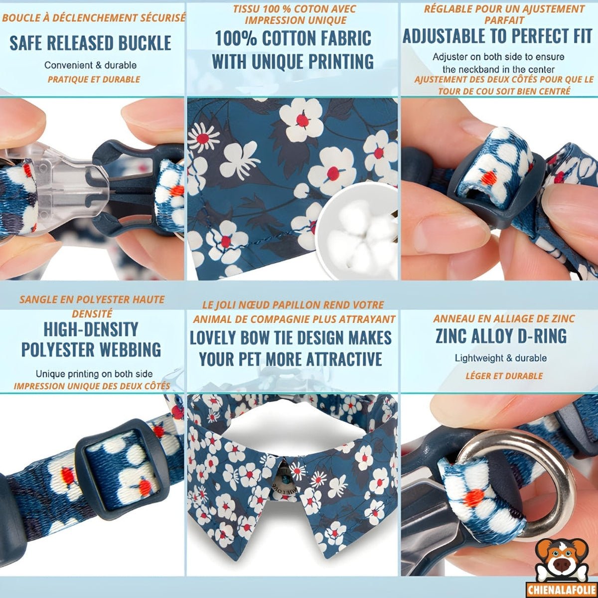 Ensemble Harnais, Laisse et Collier Floral Assortis - CJGX105020901AZ - Harnais - Chienalafolie