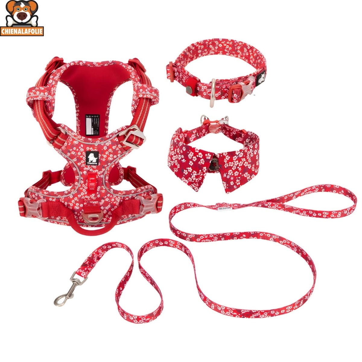 Ensemble Harnais, Laisse et Collier Floral Assortis - CJGX197350636JQ - Harnais - Chienalafolie