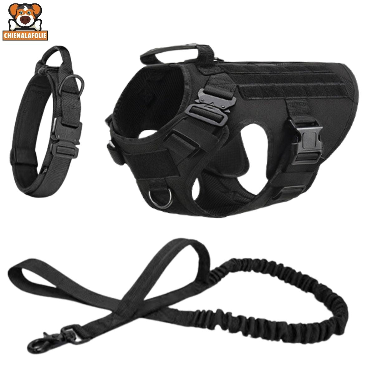Ensemble Harnais Tactique Chien 3 - en - 1 - CJGD201170501AZ - Harnais - Chienalafolie
