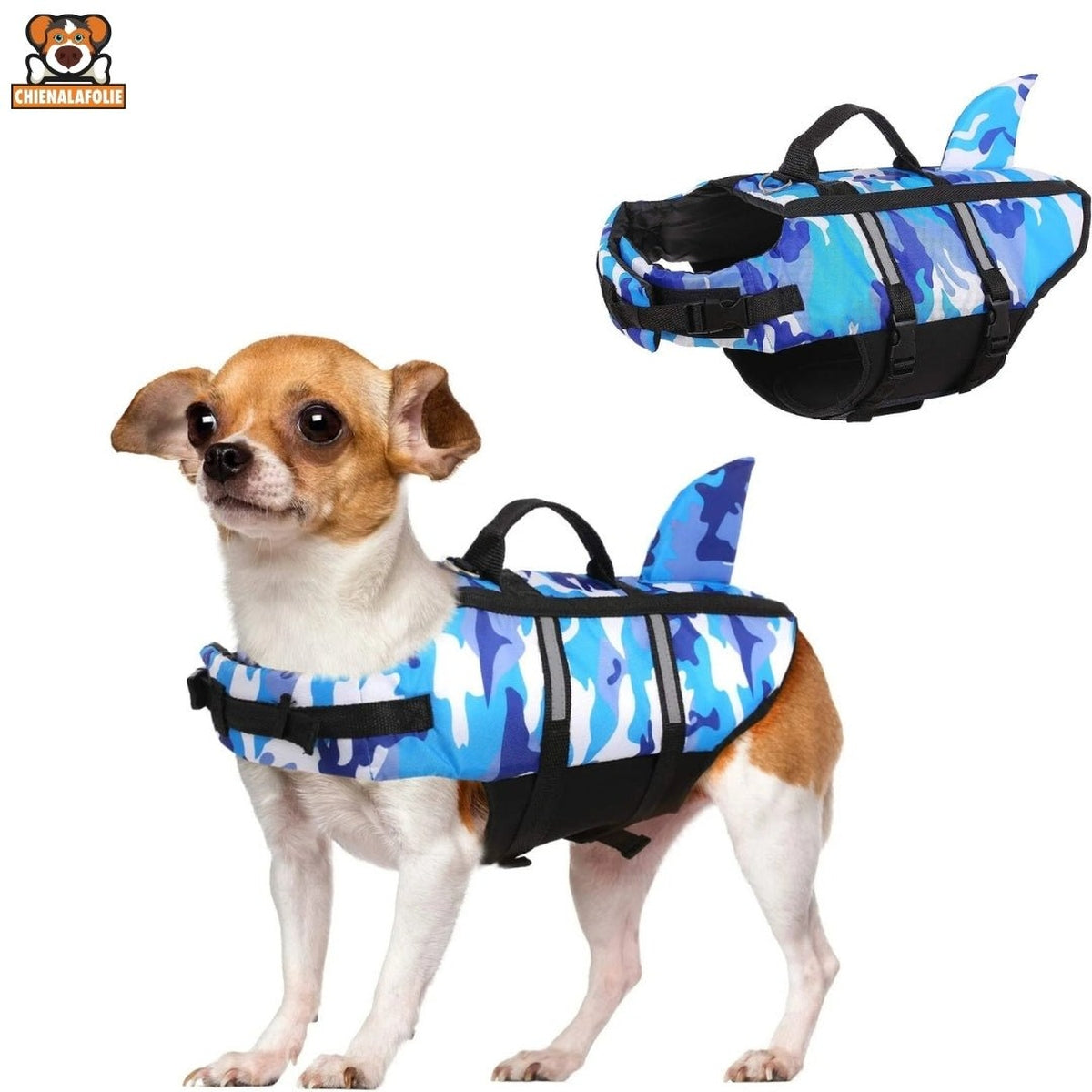 Gilet de sauvetage pour chien en camouflage - 14:173#Camouflage Blue;5:100014066 - Gilets de sauvetage - Chienalafolie