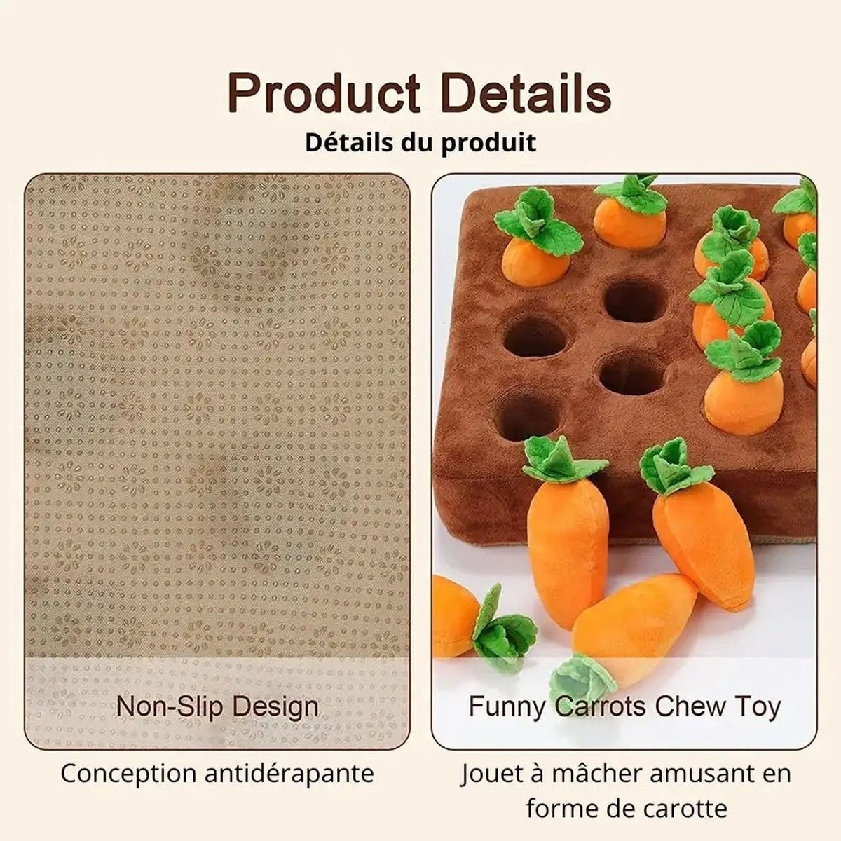 Jouet Carotte en Peluche pour Chiens - CJMY133732201AZ - Tapis de fouille - Chienalafolie