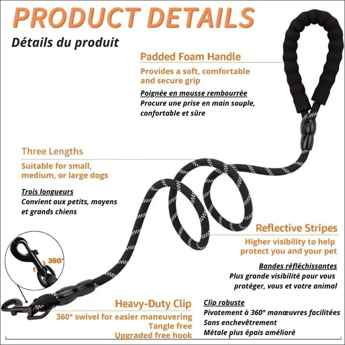Laisse Robuste En Nylon Pour Chiens - CJGX149410602BY - Laisses - Chienalafolie