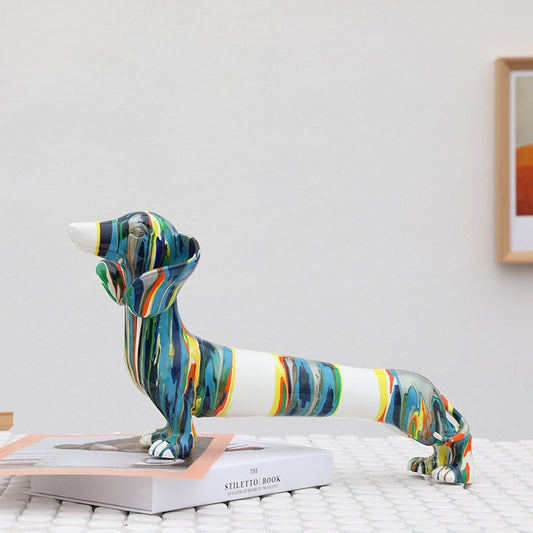 Colorful Resin Dachshund Sculpture for Decoration