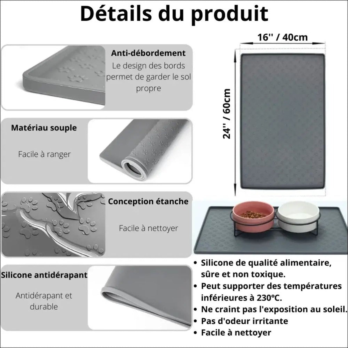Tapis Proofmat En Silicone Pour Chiens - CJGY110563104DW - Tapis pour gamelle - Chienalafolie